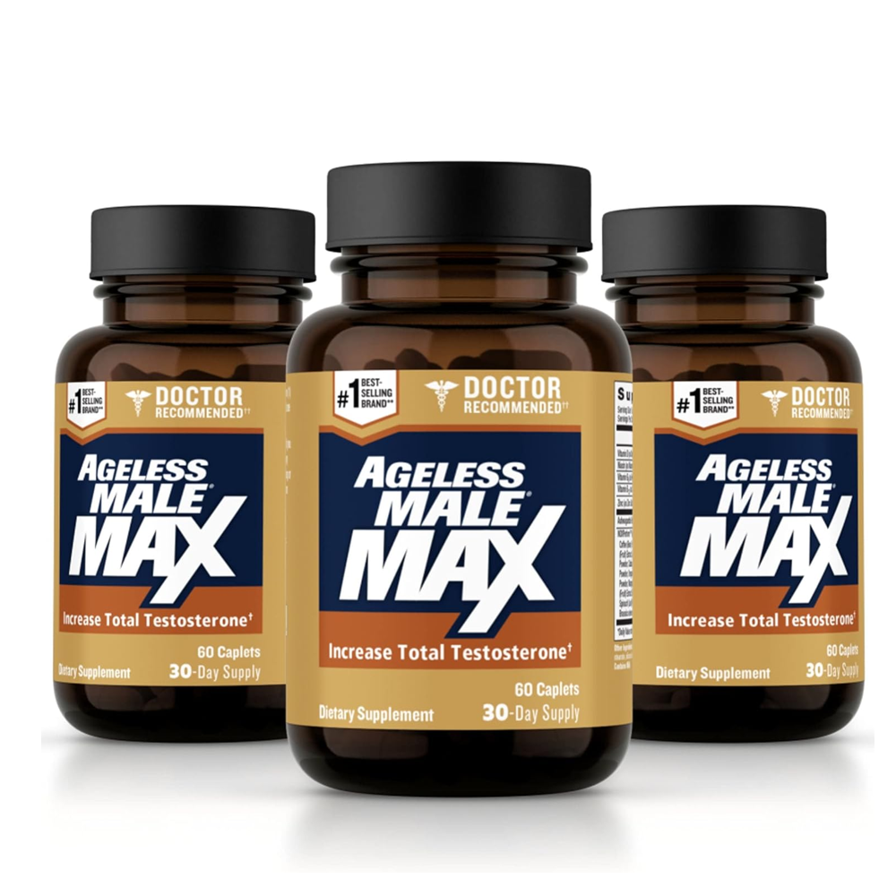 Ageless Male Max Testosterone Booster – Enhance Sexual Arousal, 120 Caplets (30-Day Supply) thumbnail 3
