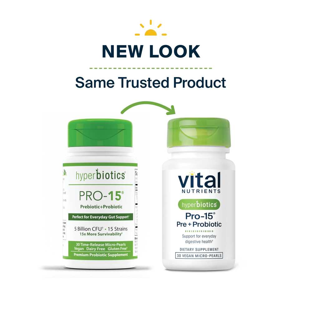 Vital Nutrients Hyperbiotics Pro-15® Pre + Probiotic 30 Vegan Micro-Pearls thumbnail 3