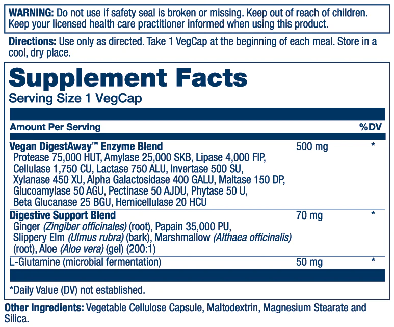 Solaray Vegan Digestaway, Plant Enzyme 60 Caps thumbnail 2