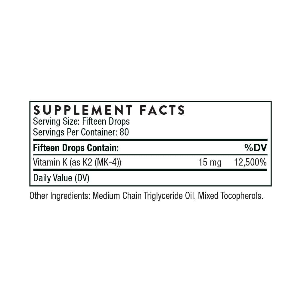 Thorne Vitamin K2 Liquid – 30ml thumbnail 2