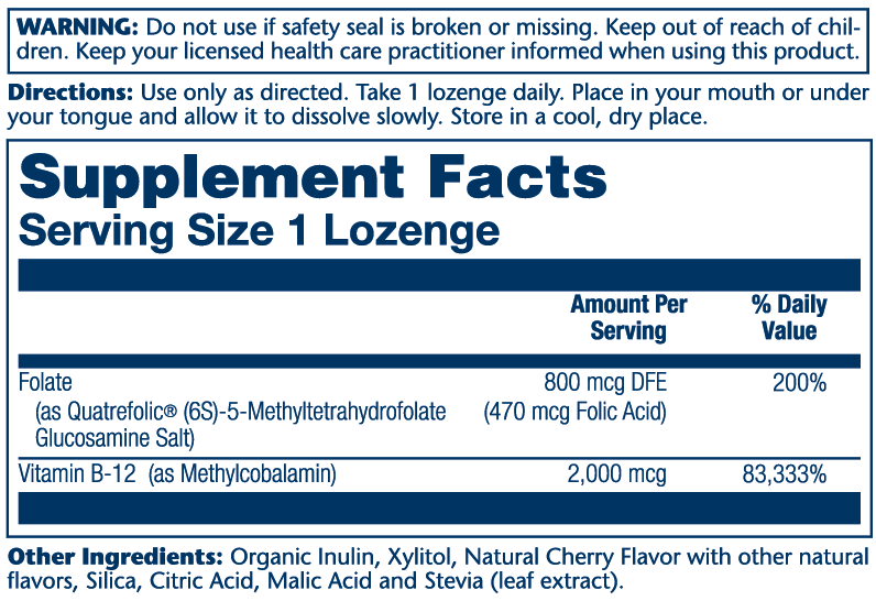 Solaray Methyl B-12 & Methyl Folate 60 Lozenges thumbnail 2