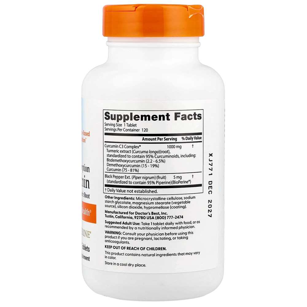 Doctor's Best High Absorption Curcumin, 1,000 Mg, 120 Tablets thumbnail 2