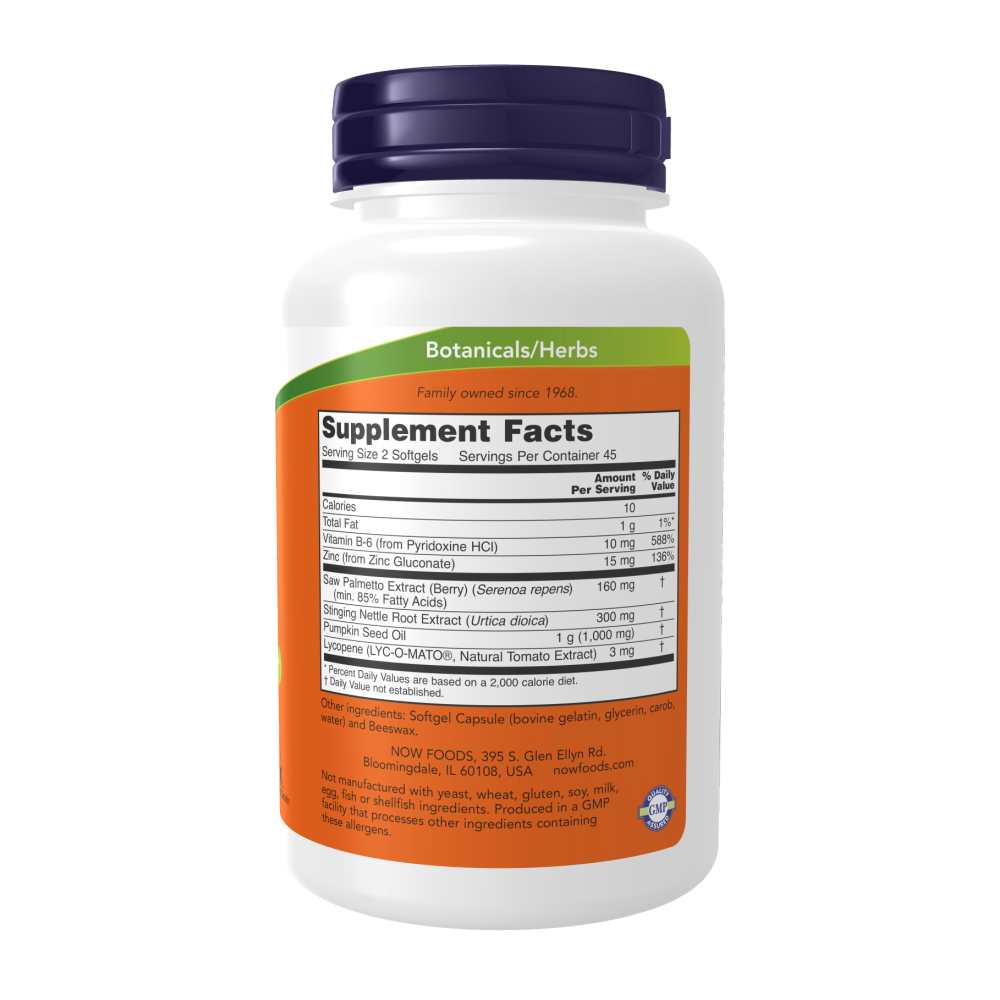 Now Foods Prostate Support – Saw Palmetto & Lycopene – 90 Softgels thumbnail 3