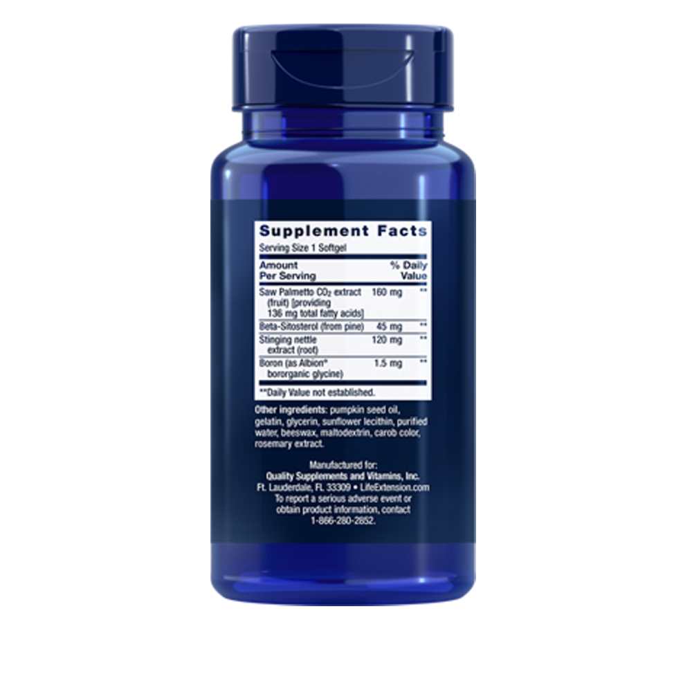 Life Extension Palmetto Guard® Saw Palmetto, Nettle Root and Beta-Sitosterol 60 Softgels thumbnail 2