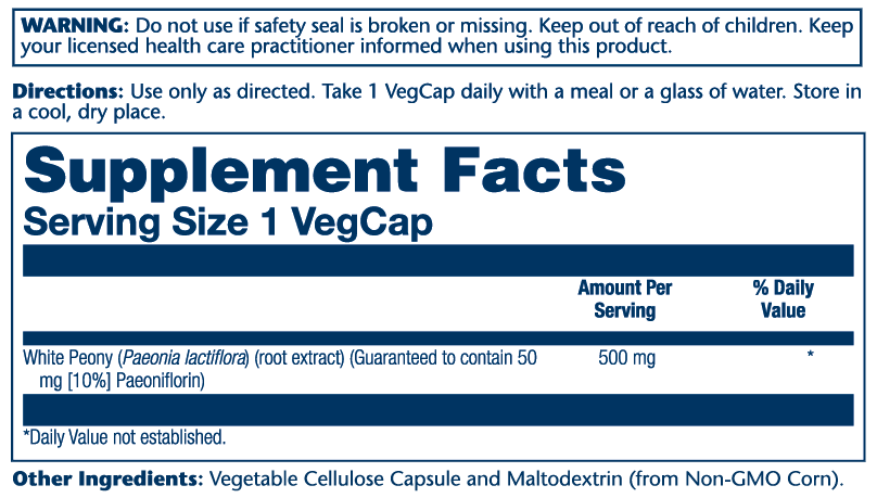 Solaray White Peony Root Extract 500mg 60 Caps thumbnail 2