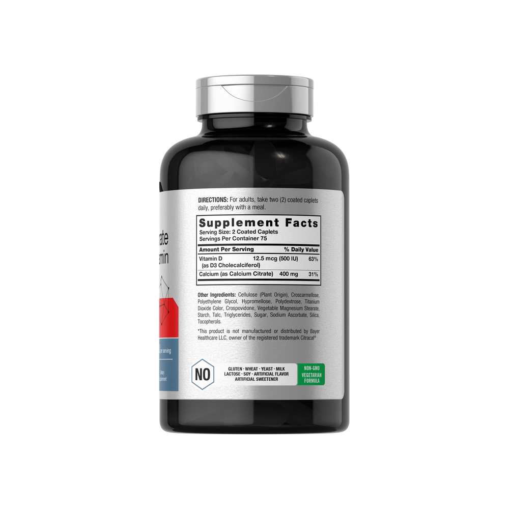 Horbäach Calcium Citrate with Vitamin D-3 | 150 Caplets thumbnail 2
