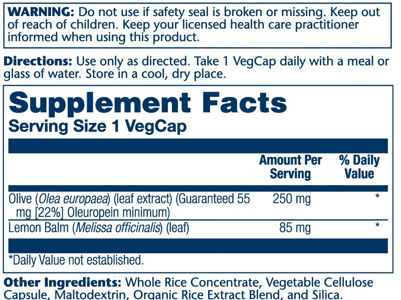 Solaray Olive Leaf Extract 22%, 250mg 120 Caps thumbnail 2