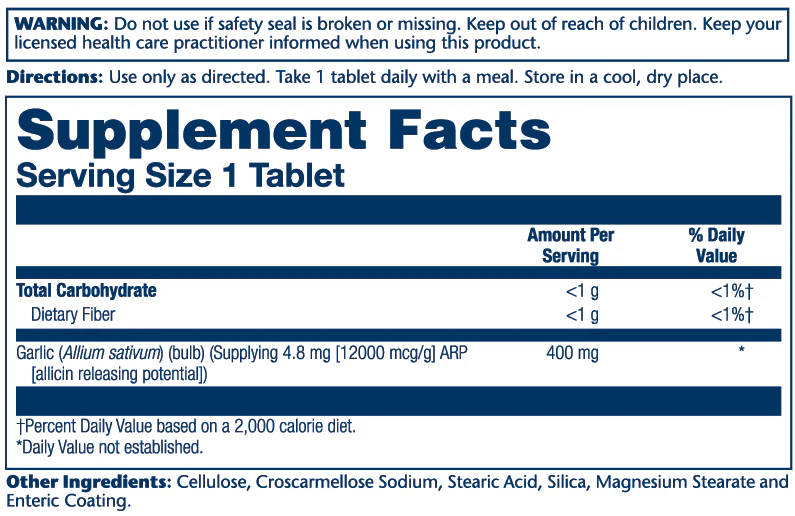 Solaray Garli Care, Cardiovascular 60 Tabs thumbnail 2