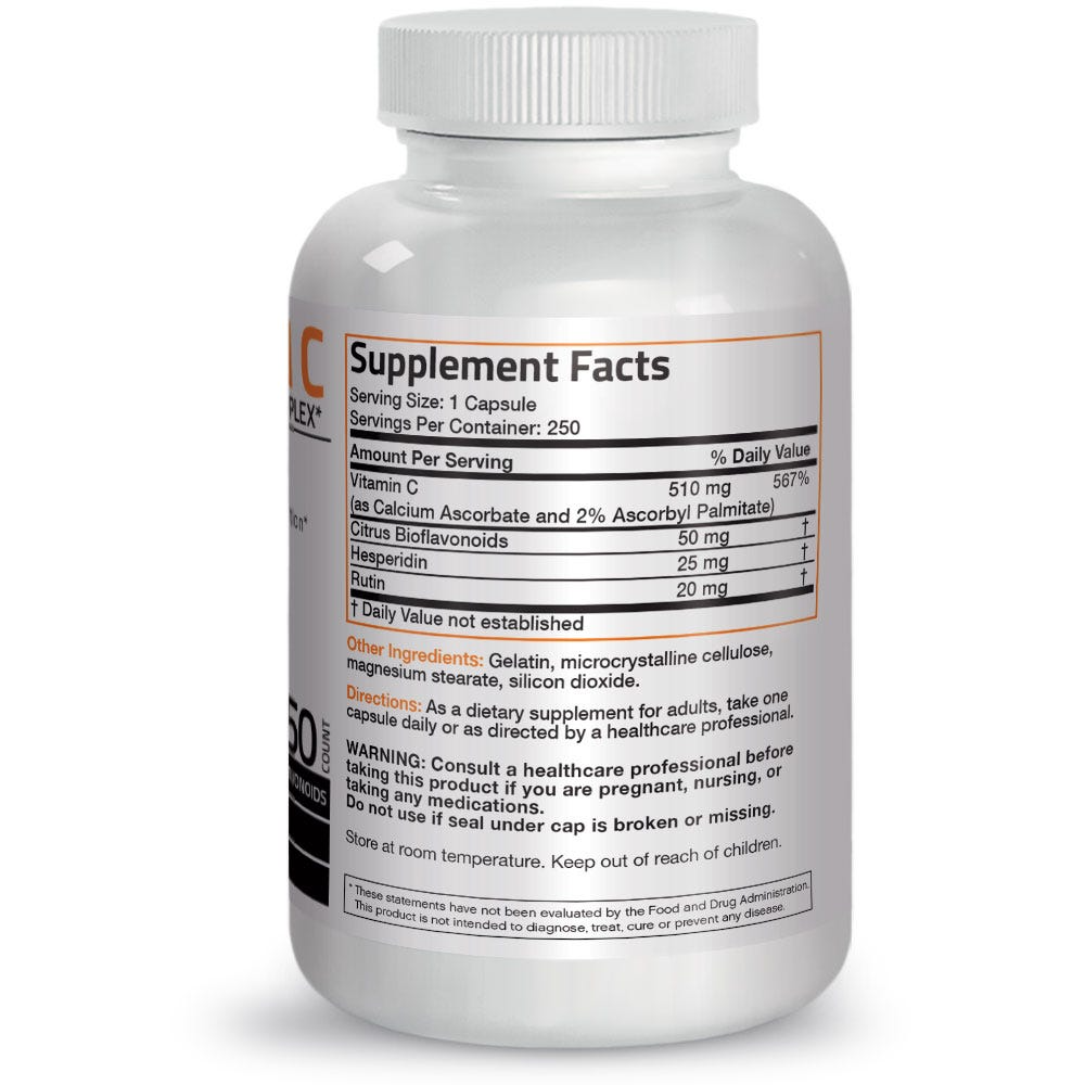 Bronson Vitamins Vitamin C Complex with Citrus Bioflavonoids - 50 Mg - 250 Capsules thumbnail 2