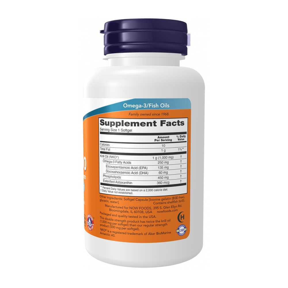 Now Foods Krill 1000mg – Double Strength Omega-3 for Heart & Joint Health – 60 Softgels thumbnail 3