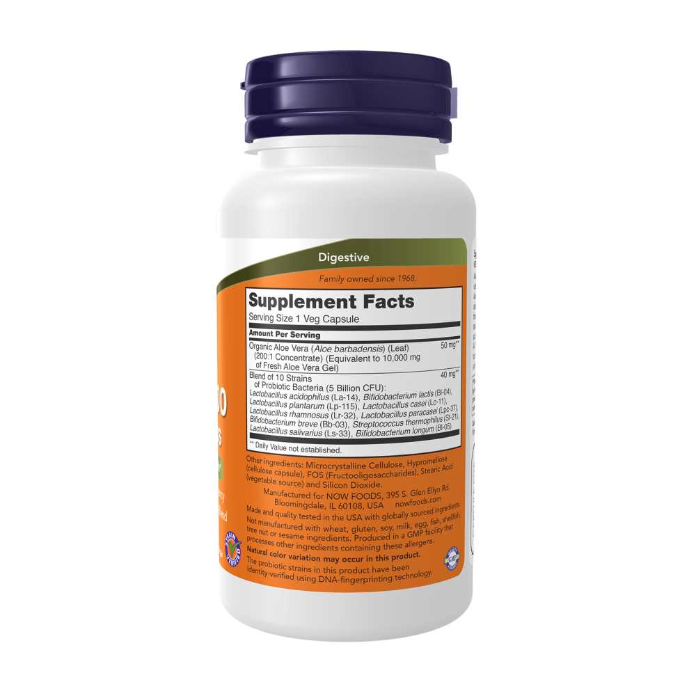 Now Foods Aloe 10,000 & Probiotics – Supports Digestive Health – 60 Veg Capsules thumbnail 2