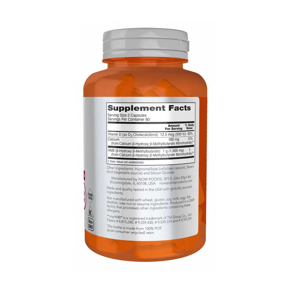Now Sports HMB 500 mg – Muscle Support Formula – 120 Veg Capsules thumbnail 2