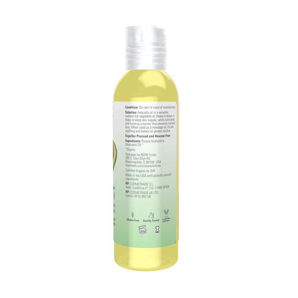 Now Foods Avocado Oil – 100% Pure & Certified Organic – Deep Moisturizing Skin & Hair Oil – 118 M L thumbnail 2