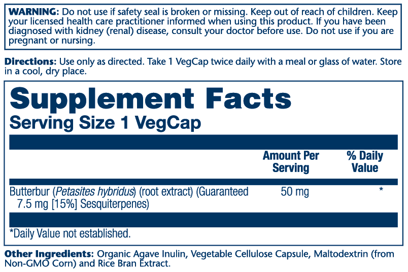 Solaray Butterbur Root Extract 50mg 60 Caps thumbnail 2