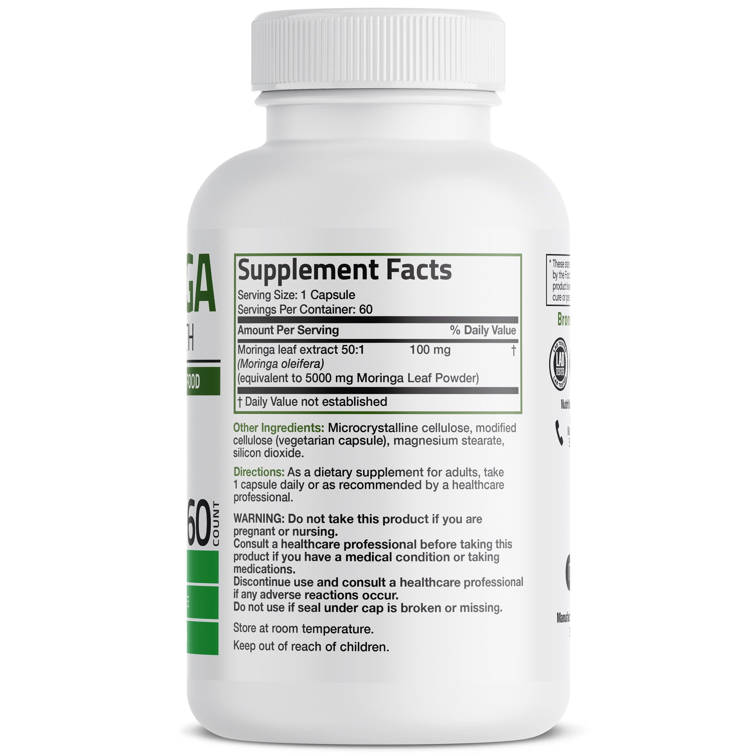 Bronson Vitamins Moringa Oleifera Leaf Extract - 5,000 Mg 60 Caps thumbnail 2