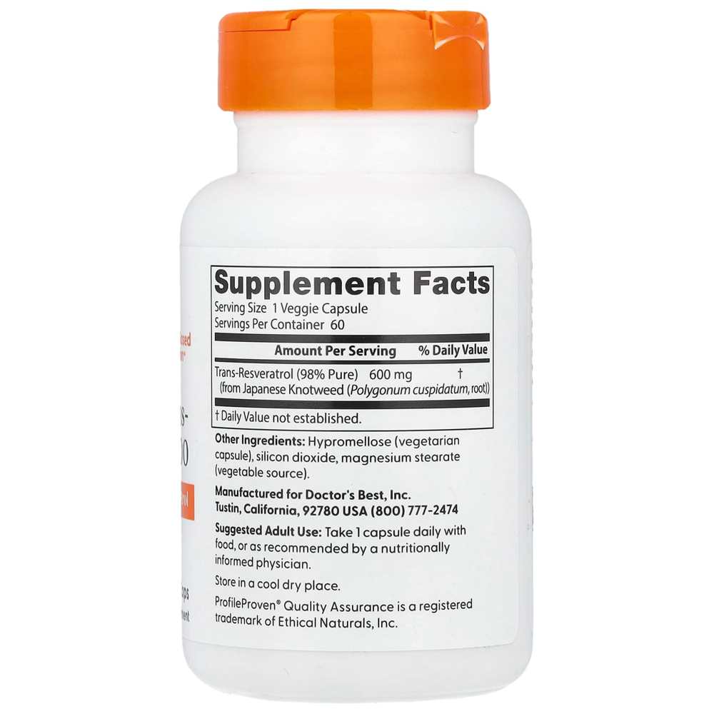 Doctor's Best High Potency Trans-Resveratrol 600 Mg, 60 Veggie Caps thumbnail 2