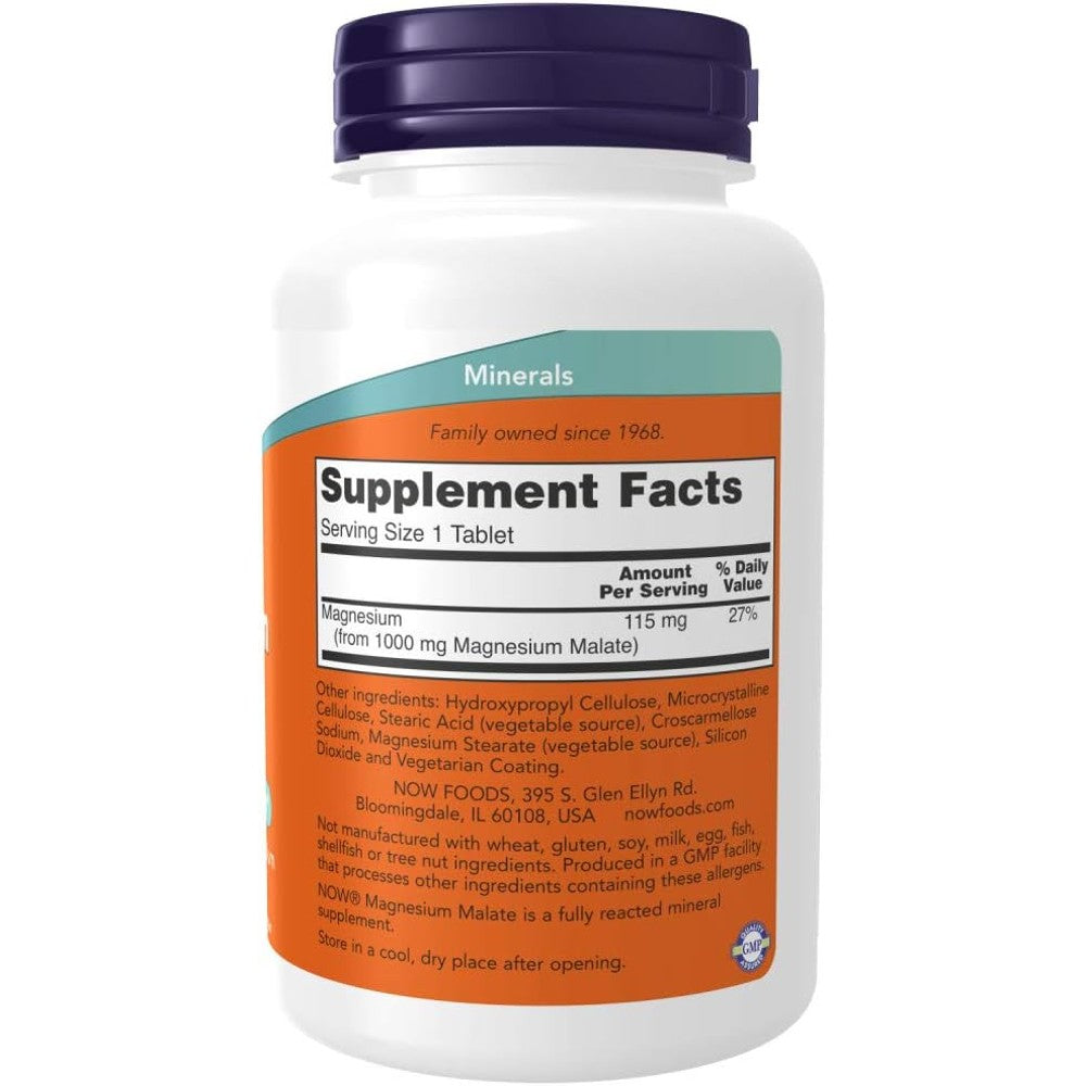 NOW Magnesium Malate 1000mg - Nervous System & Energy Support thumbnail 3