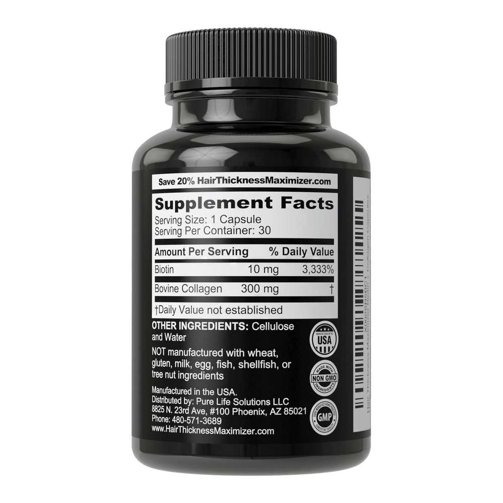 Hair Thickness Maximizer Biotin + Collagen – 30 Capsules | Hair Growth & Volume Support thumbnail 2