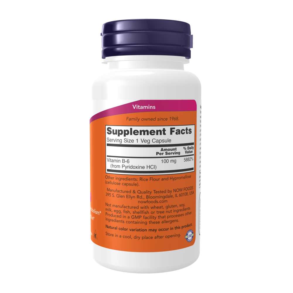 Now Foods B-6 – 100 Mg – Supports Homocysteine & Heart Health – 100 Veg Capsules thumbnail 2