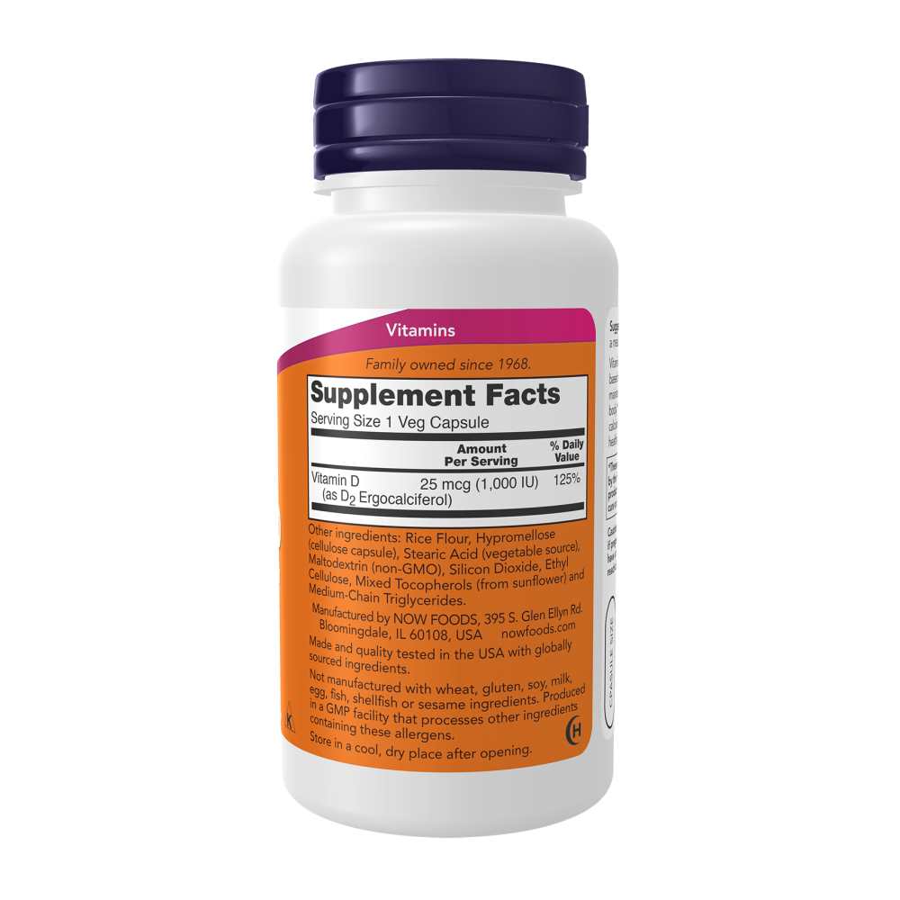 Now Foods Vitamin D 1000 Iu – Dry Vegetarian Formula – 120 Veg Capsules thumbnail 2