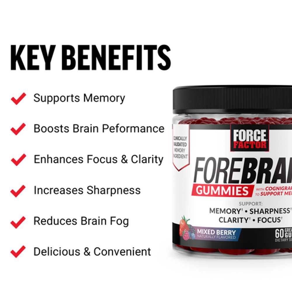 Force Factor Forebrain – 60 Gummies thumbnail 2