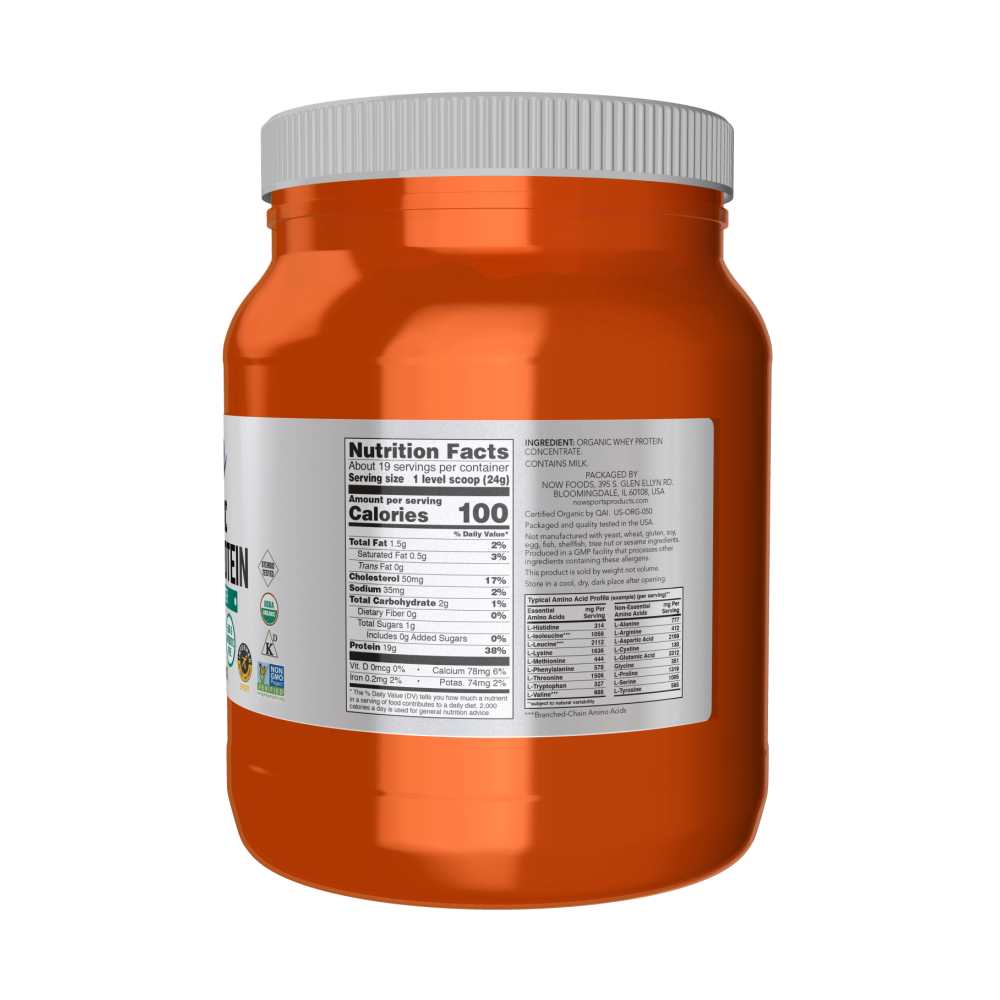 Now Sports Whey Protein – Organic Unflavored Powder – 454g thumbnail 2