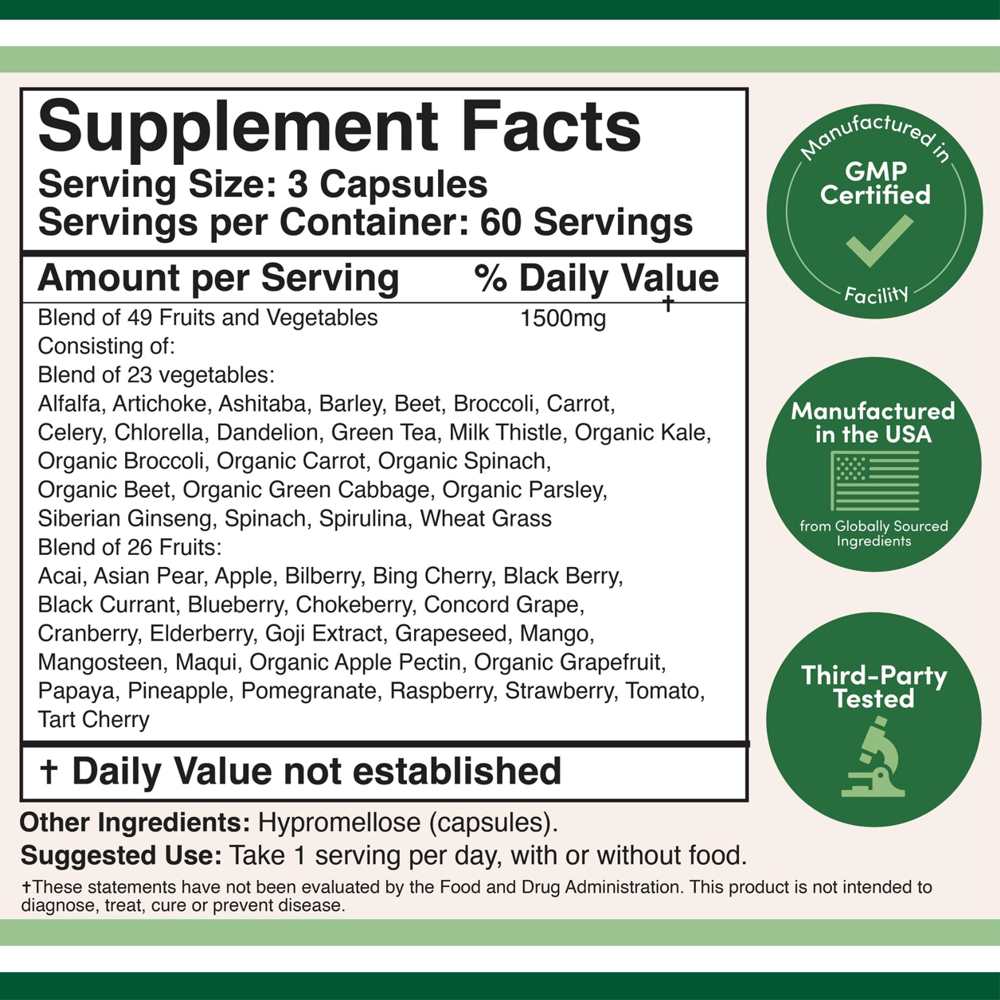 Double Wood Daily Fruits & Veggies – 49 Superfood Blend Capsules | 180 thumbnail 2