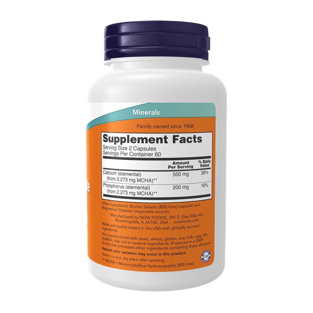 Now Foods Calcium Hydroxyapatite – Bone Support with Bioavailable Calcium – 120 Capsules thumbnail 2