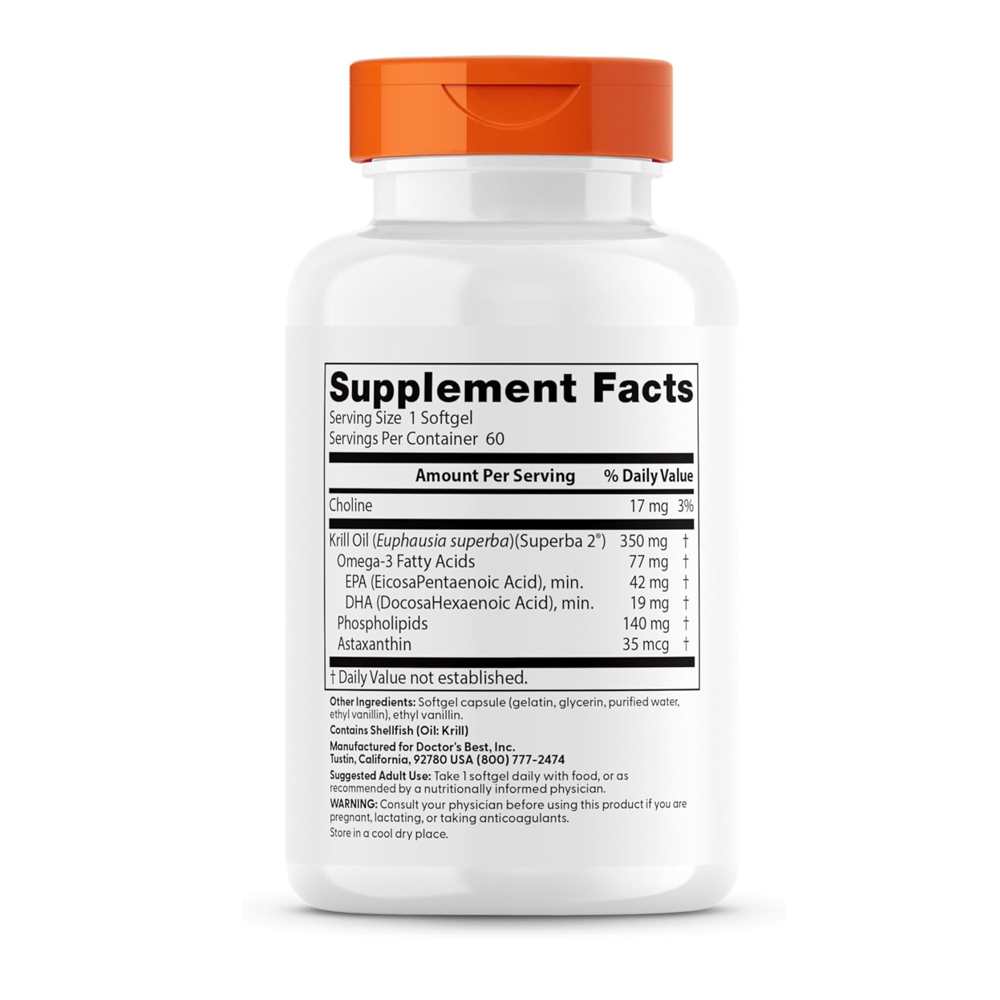 Doctor's Best Real Krill 350mg Softgels 60 Count thumbnail 2