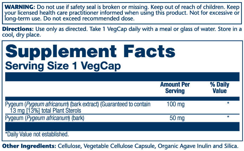 Solaray Pygeum Bark Extract, 100mg 30 Caps thumbnail 2