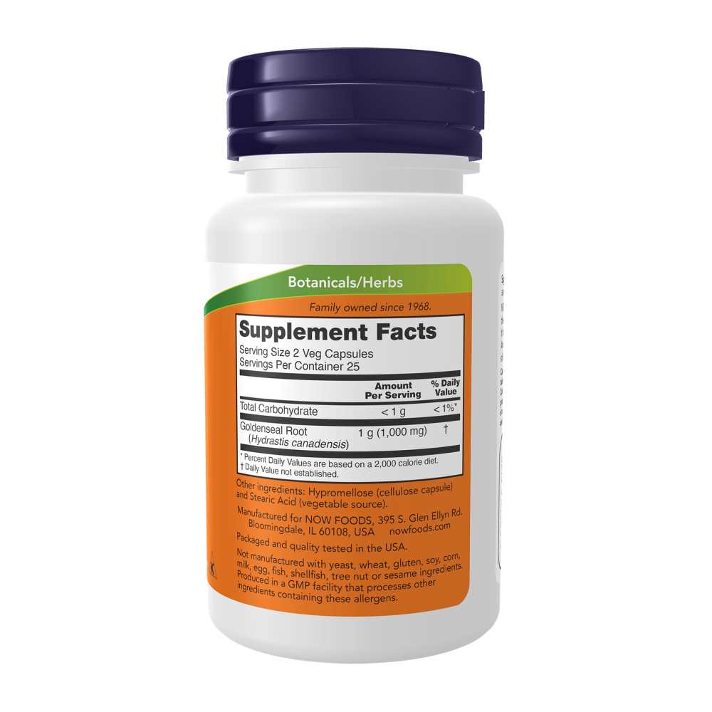 Now Foods Goldenseal Root 500 Mg – Wildcrafted Herbal Immune Support – Non-Gmo – 50 Veg Capsules thumbnail 2