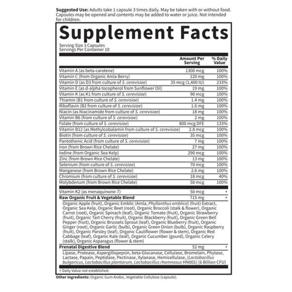 Garden of Life Vitamin Code Raw Prenatal 30 Capsules thumbnail 2