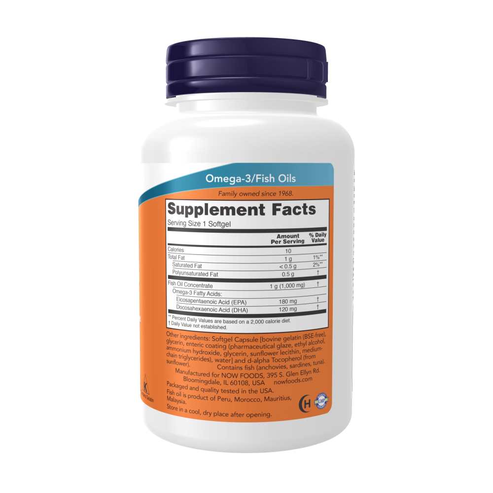 Now Foods Omega-3 Fish Oil 180 Epa / 120 Dha – Enteric Coated – 90 Softgels thumbnail 3