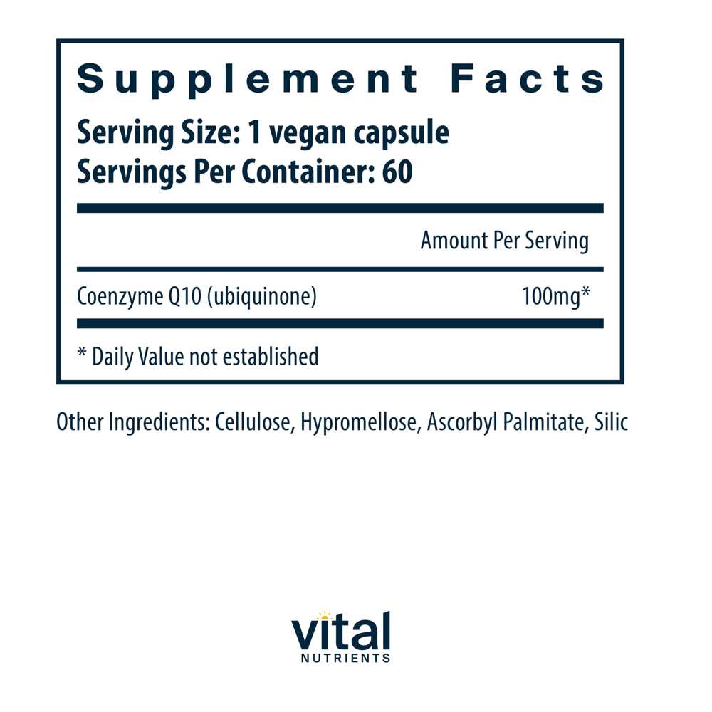 Vital Nutrients Co Enzyme Q10 100mg 60 Caps thumbnail 2
