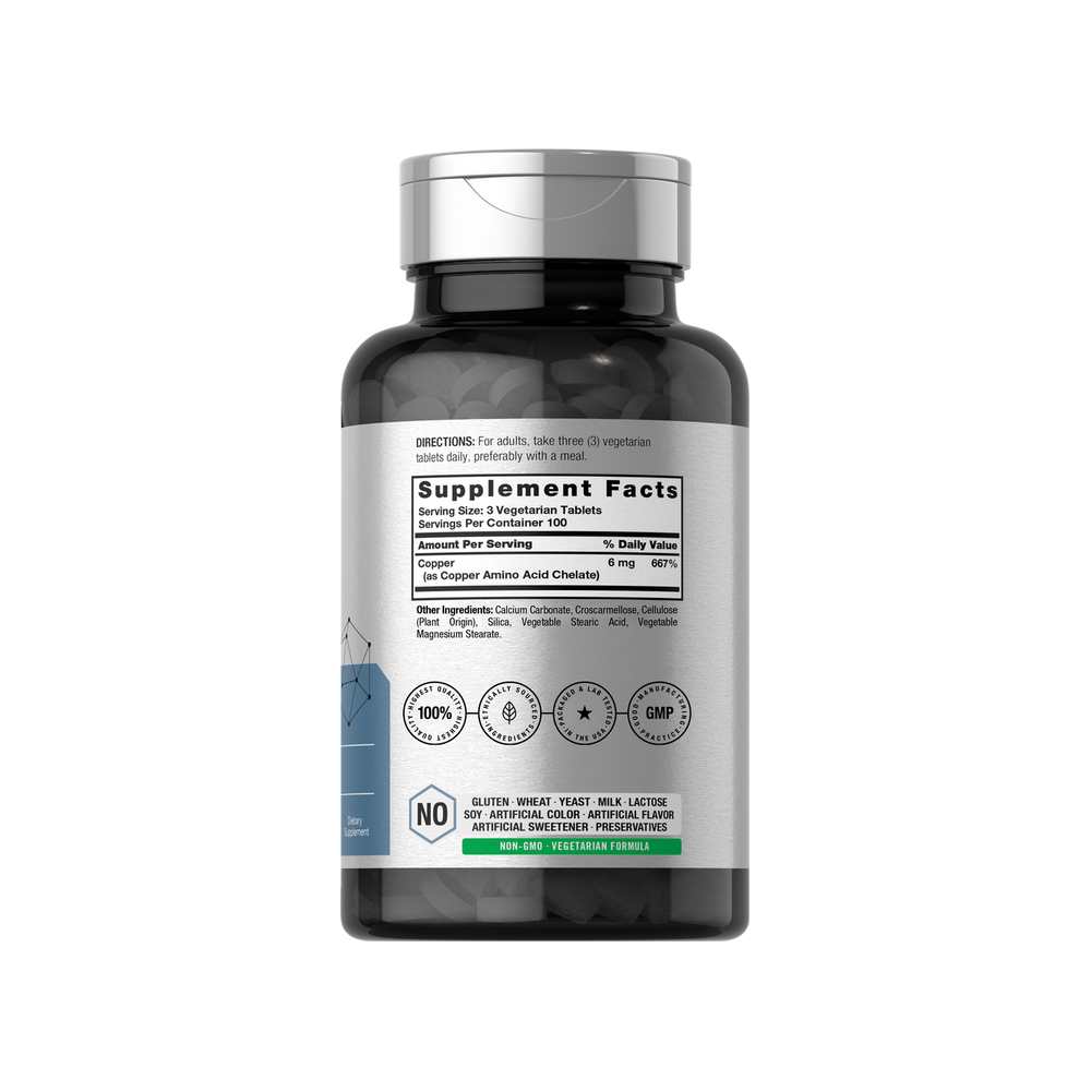 Horbäach Copper Chelated 6mg per Serving | 300 Tablets thumbnail 2