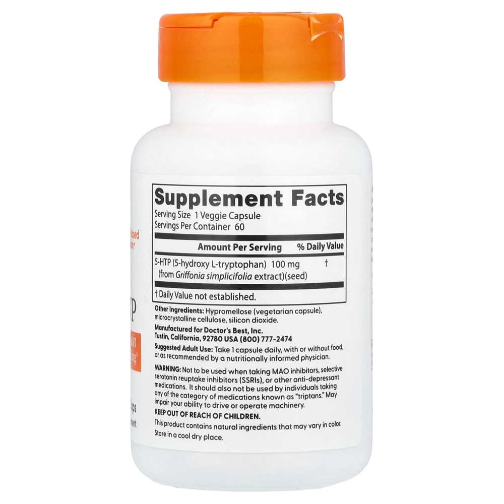 Doctor's Best 5-Htp, 100 Mg, 60 Veggie Caps thumbnail 2
