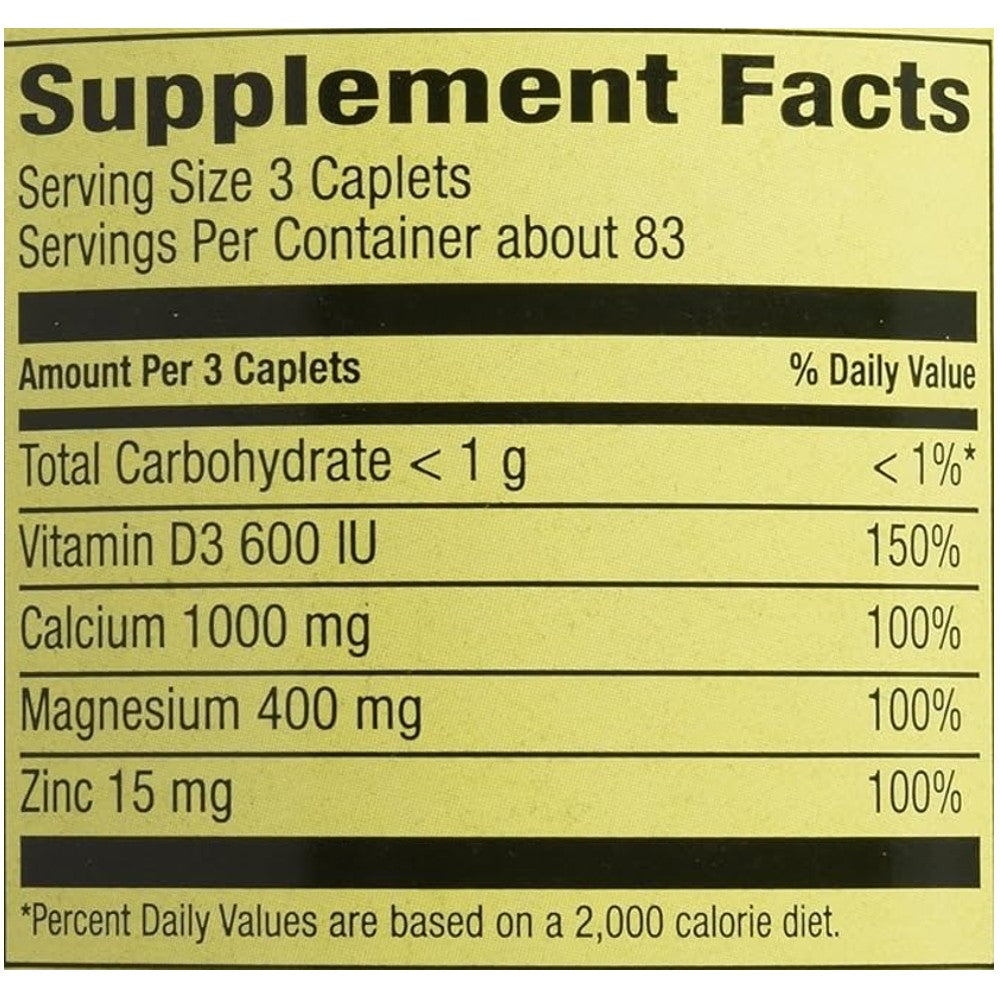 Spring Valley Calcium Magnesium & Zinc Plus Vitamin D3 250 Caplets thumbnail 2