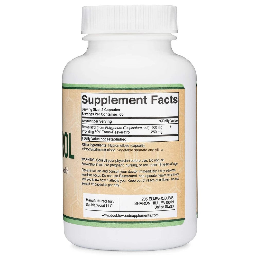 Double Wood Supplements Resveratrol Extract 120 Capsules thumbnail 2