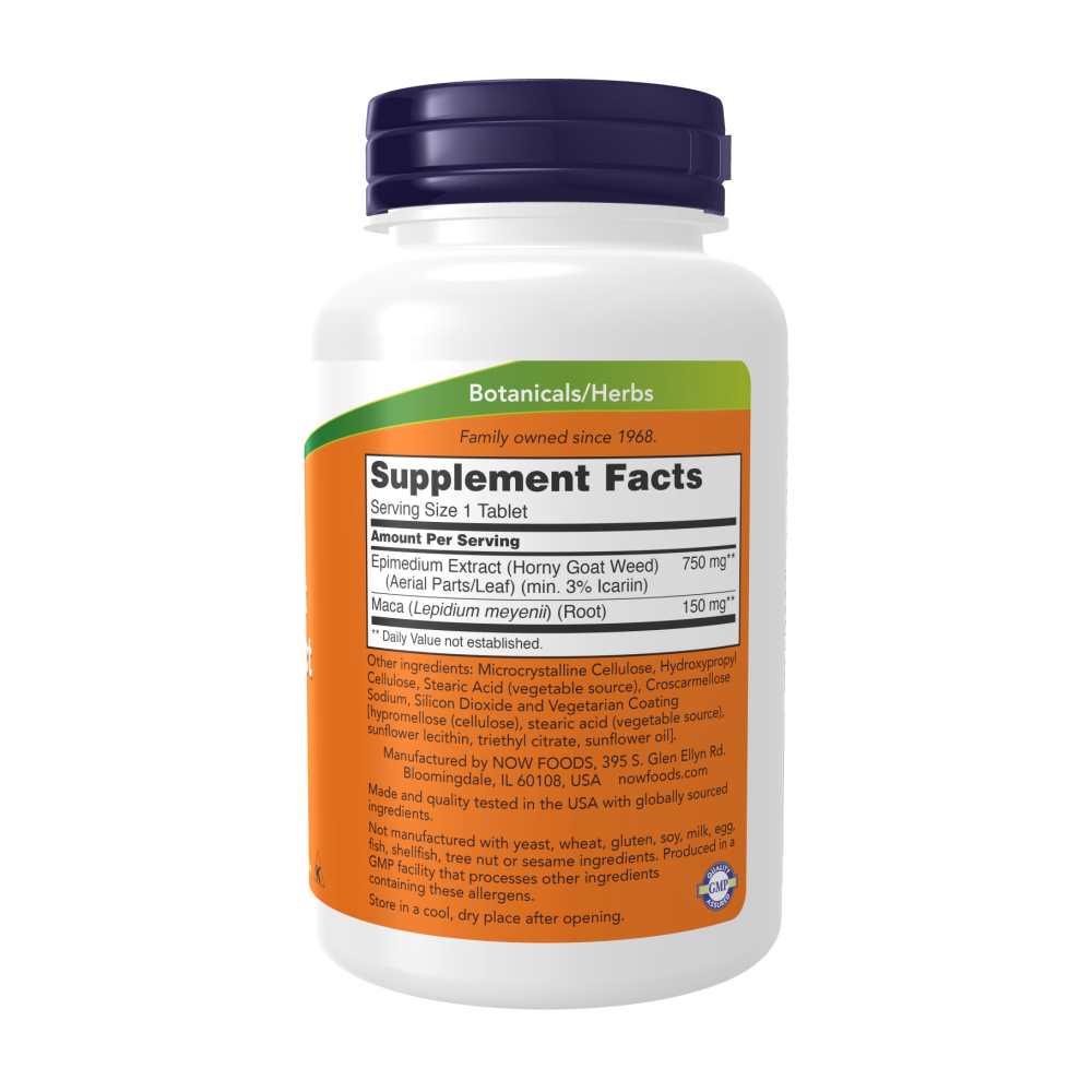 Now Foods Horny Goat Weed – 750mg Tonifying Blend with 150mg Maca | Energy & Libido Support | 90 Tablets thumbnail 2
