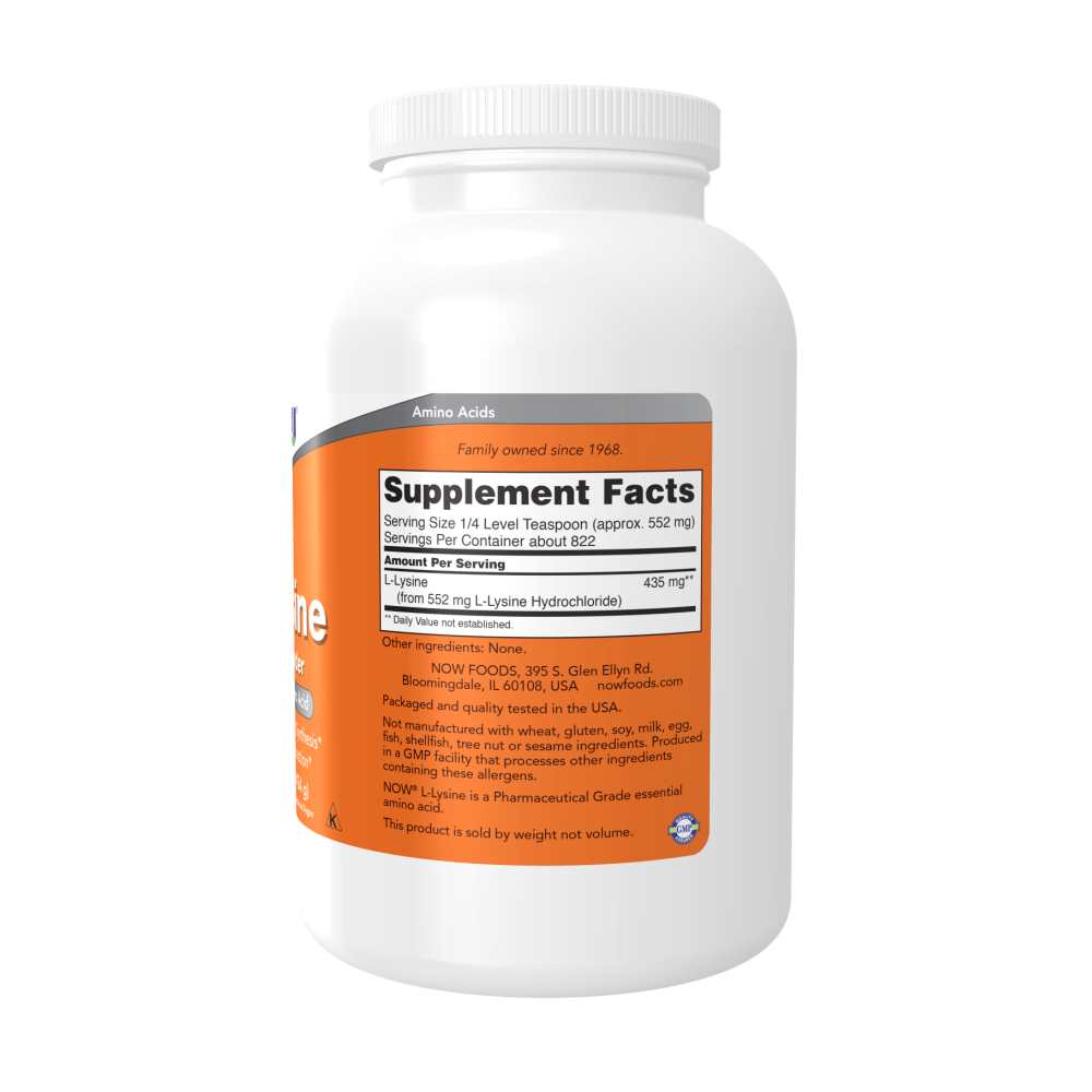 Now Foods L-Lysine Powder – Immune Support & Collagen Synthesis – 454g thumbnail 2