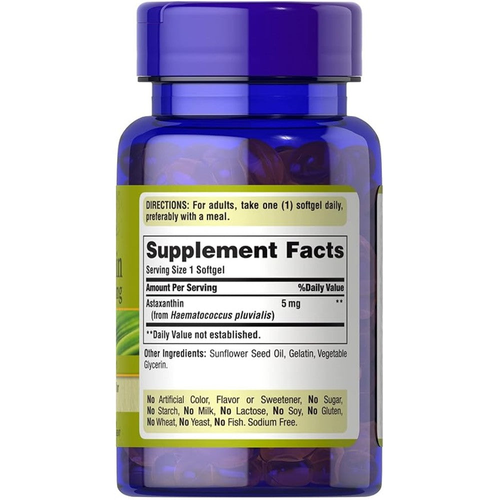 Puritan's Pride Astaxanthin 5mg - Antioxidant & Skin Aging Support thumbnail 3