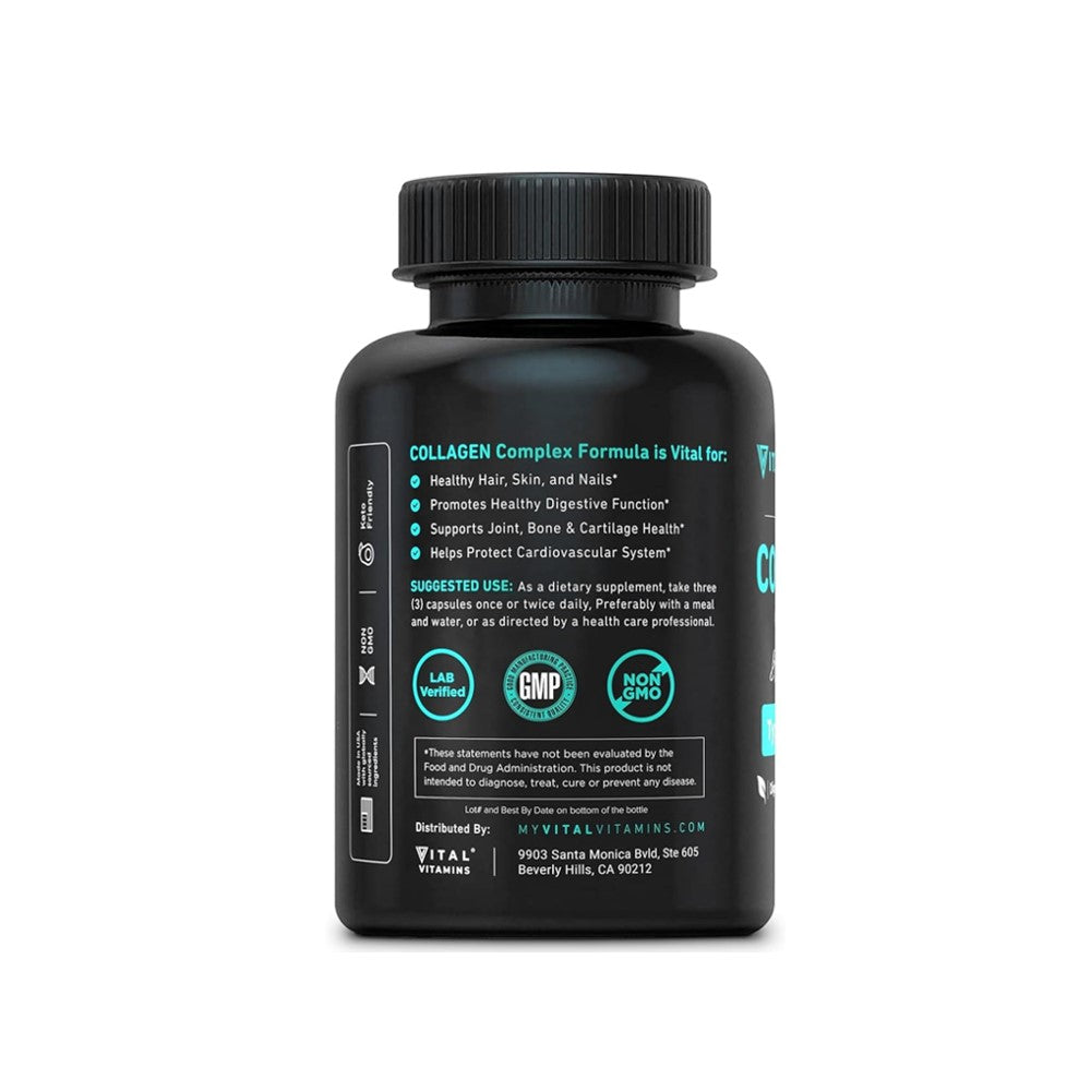 Vital Vitamins Multi Collagen Complex - Hair, Skin & Nails Support | Joint Health | Enhanced Absorption | 150 Capsules thumbnail 3