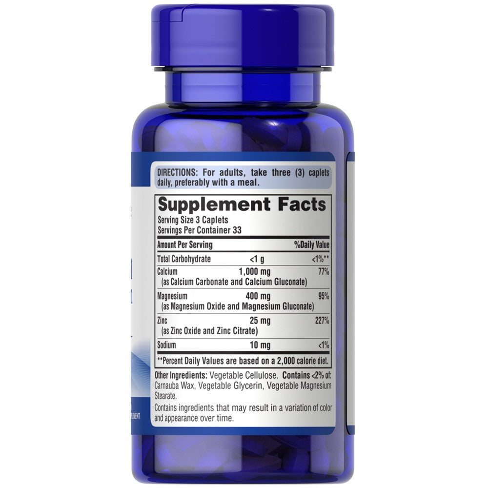 Puritan's Pride Chelated Calcium Magnesium Zinc – 100 Caplets thumbnail 3