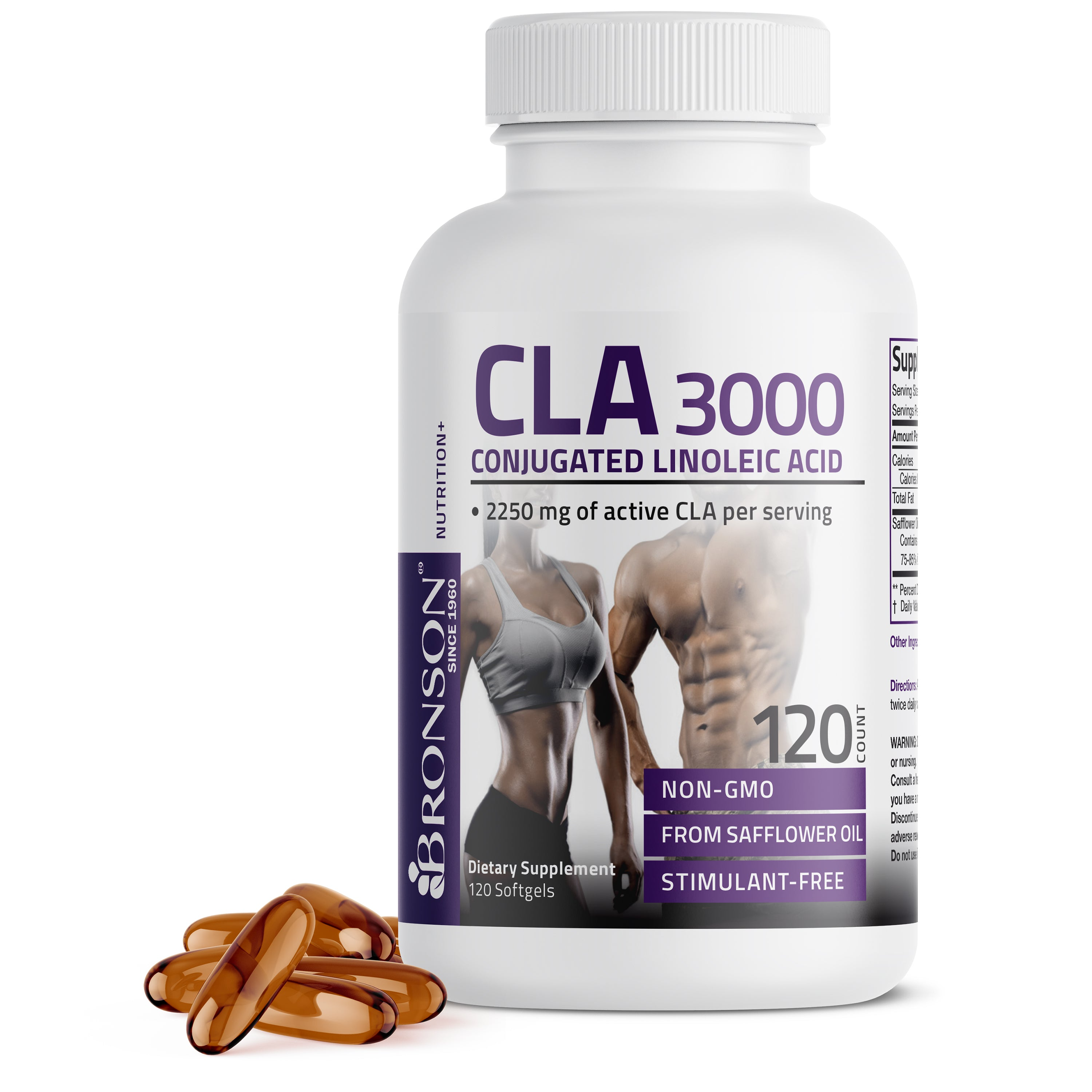 Bronson Vitamins Cla 3000 Conjugated Linoleic Acid Extra High Potency - 3,000 Mg 90 Softgels thumbnail 2