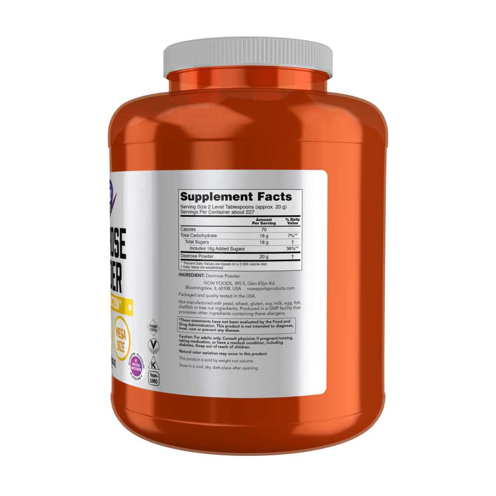 Now Sports Dextrose Powder – Rapid Absorption Energy Source – 4536g thumbnail 2