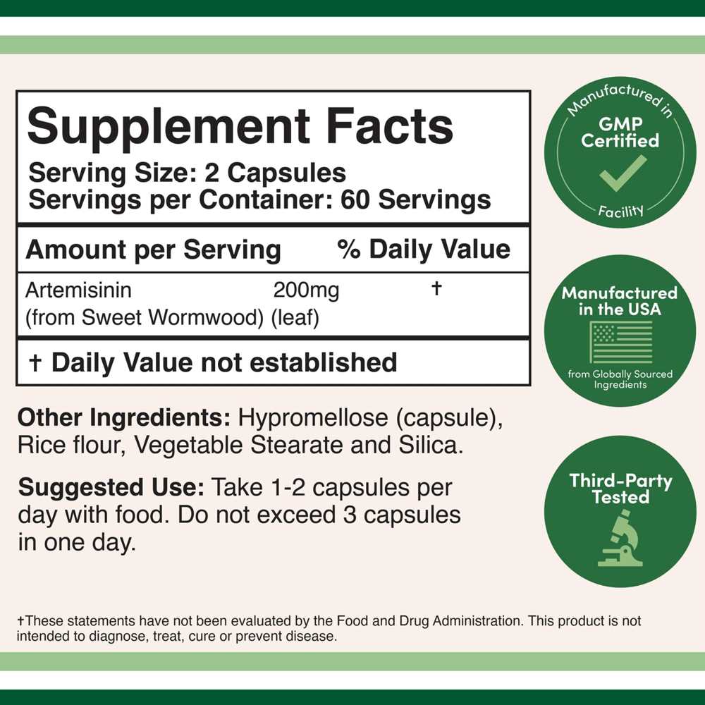 Double Wood Artemisinin 200 Mg – Immune Support & Healthy Aging – 120 Capsules thumbnail 2