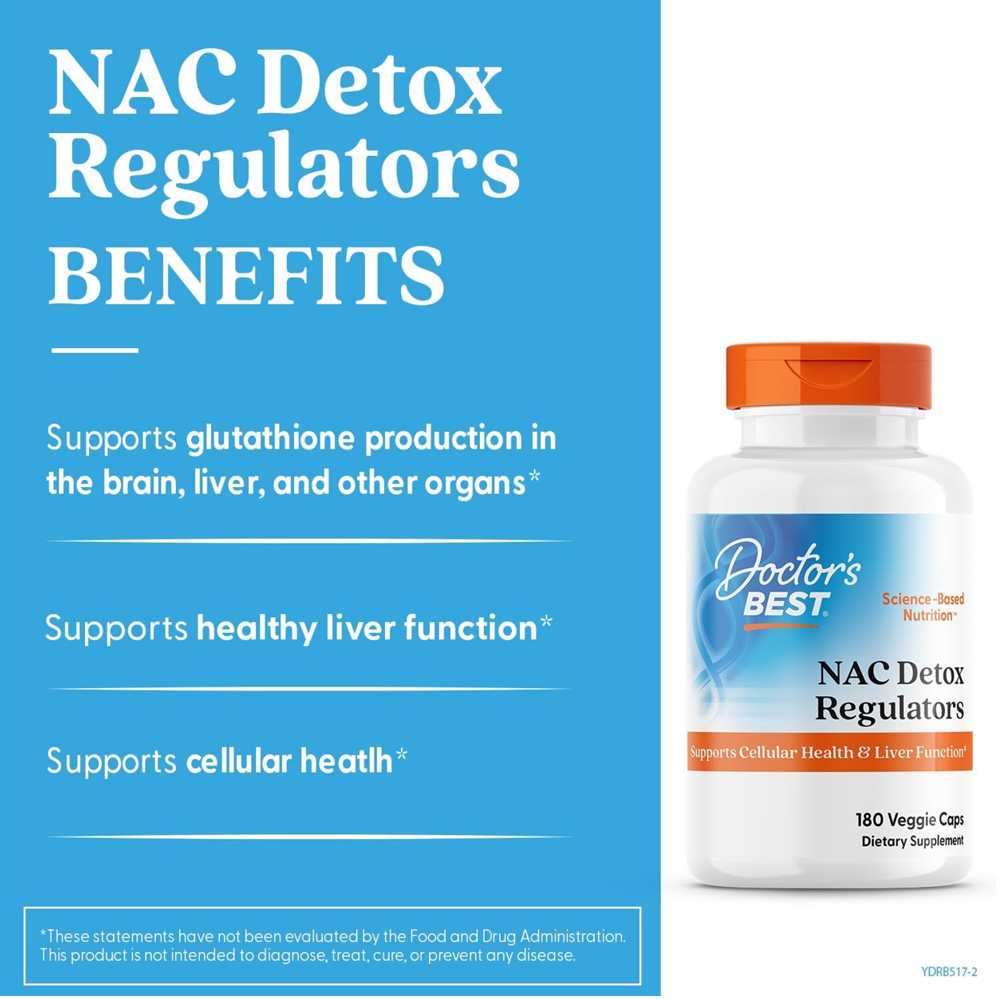 Doctor's Best Nac Detox Regulators, 180 Veggie Caps thumbnail 2
