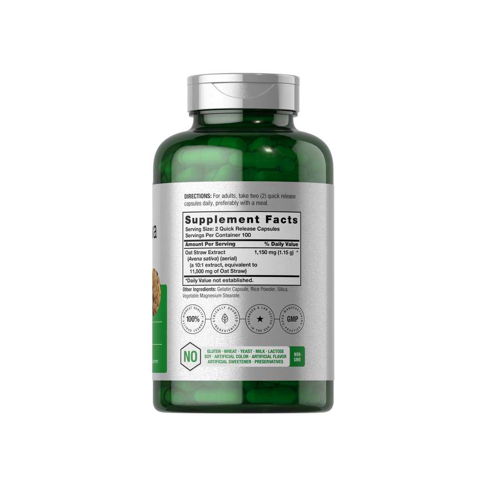 Horbäach Avena Sativa Extract 1150mg per Serving | 200 Capsules thumbnail 2