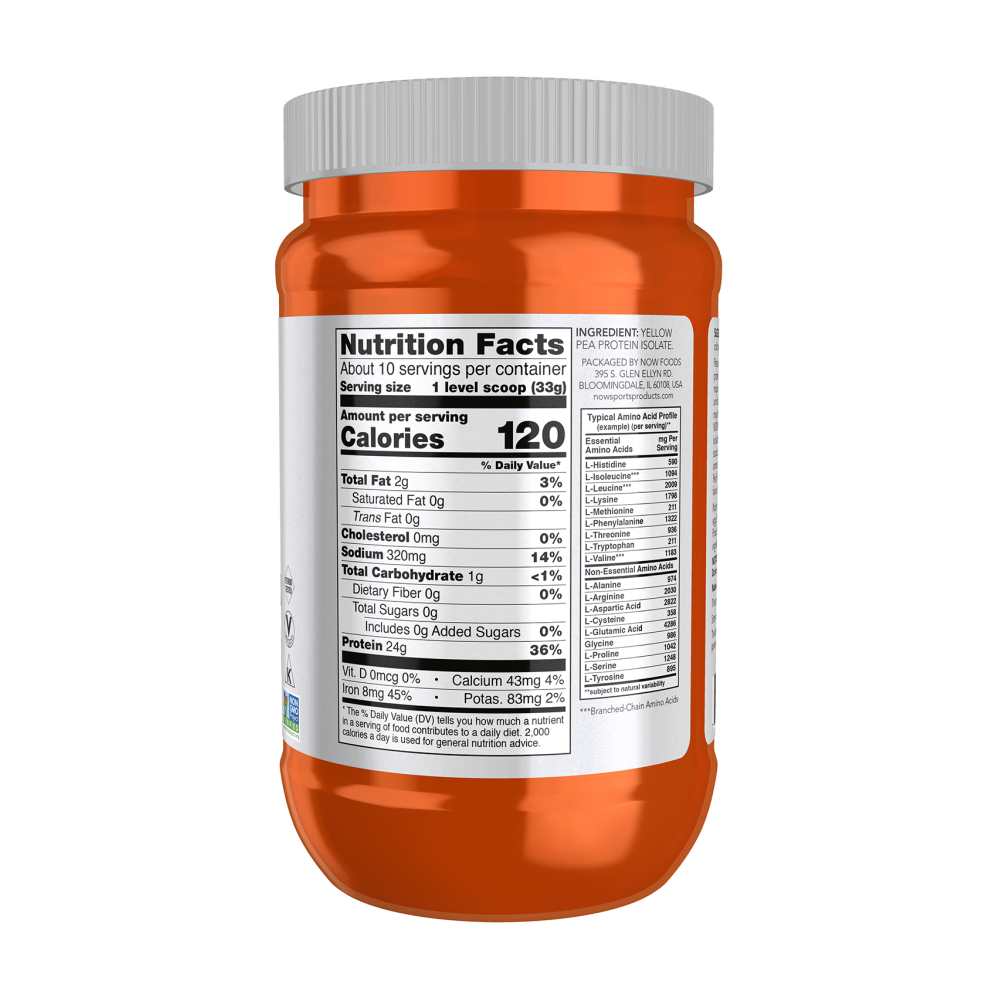 Now Sports Pea Protein, Unflavored Powder 907g thumbnail 2