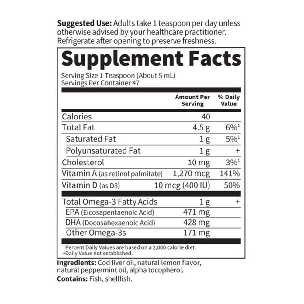 Garden of Life Olde World Icelandic Cod Liver Oil Lemon Mint - 8 Fl Oz (236 Ml) Liquid thumbnail 2